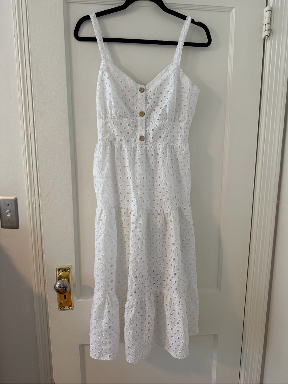 Zara Eyelet Button Front Midi Sundress
